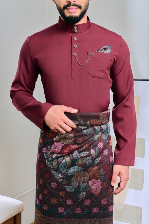 Baju Melayu Senna In Maroon (2)