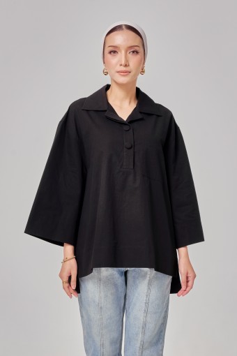 Caline Oversized Top In Black