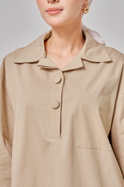 Caline Oversized Top In Camel Brown