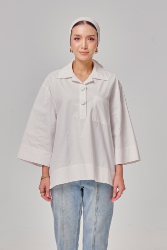 Caline Oversized Top In Off White