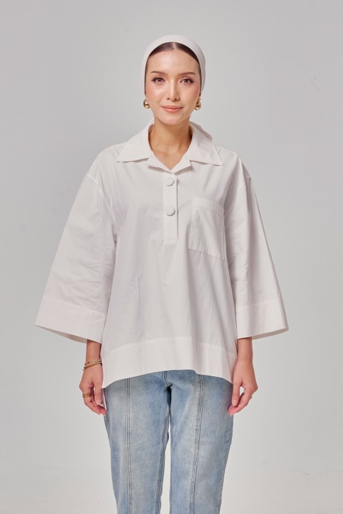 Caline Oversized Top In Off White