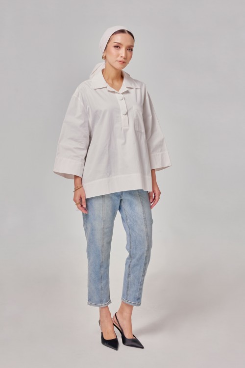 Caline Oversized Top In Off White