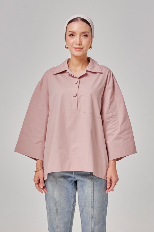 Caline Oversized Top In Rose Pink