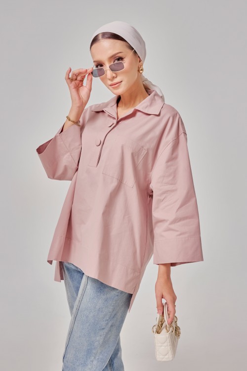 Caline Oversized Top In Rose Pink