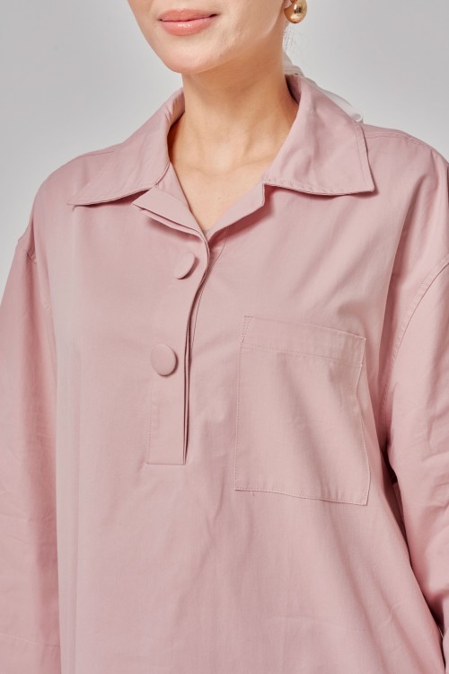 Caline Oversized Top In Rose Pink