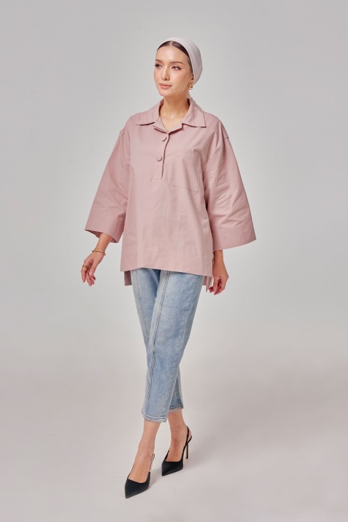 Caline Oversized Top In Rose Pink