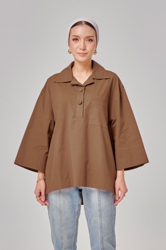 Caline Oversized Top In Sepia Brown