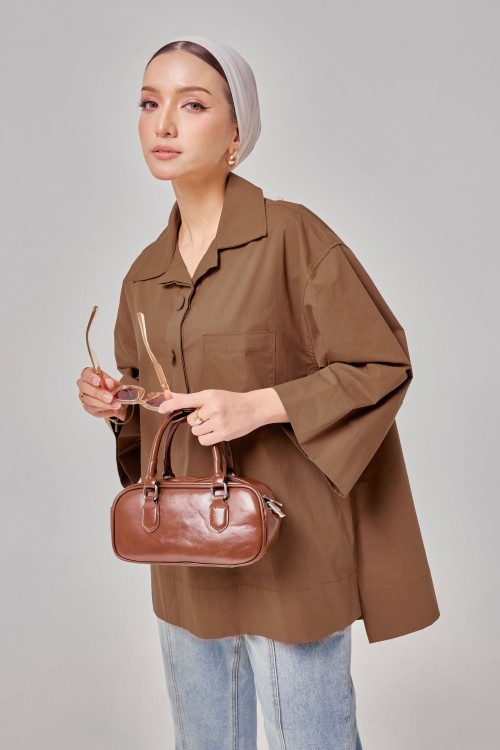 Caline Oversized Top In Sepia Brown