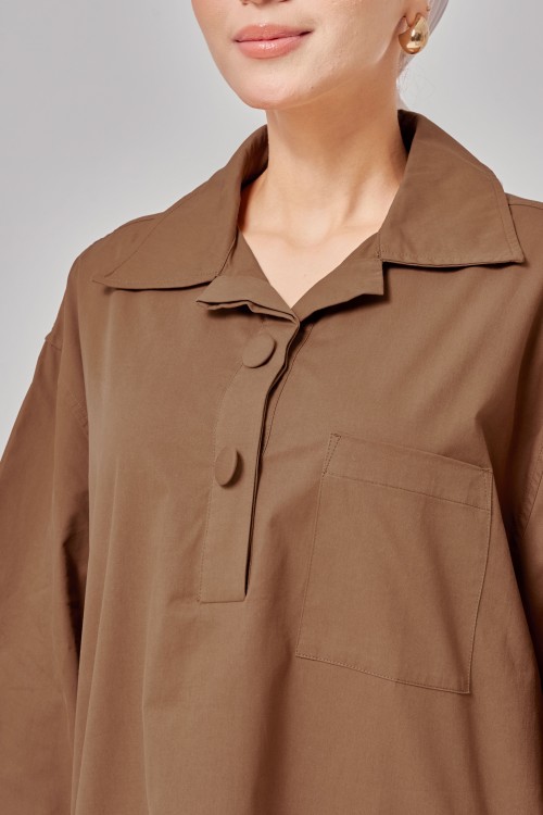 Caline Oversized Top In Sepia Brown