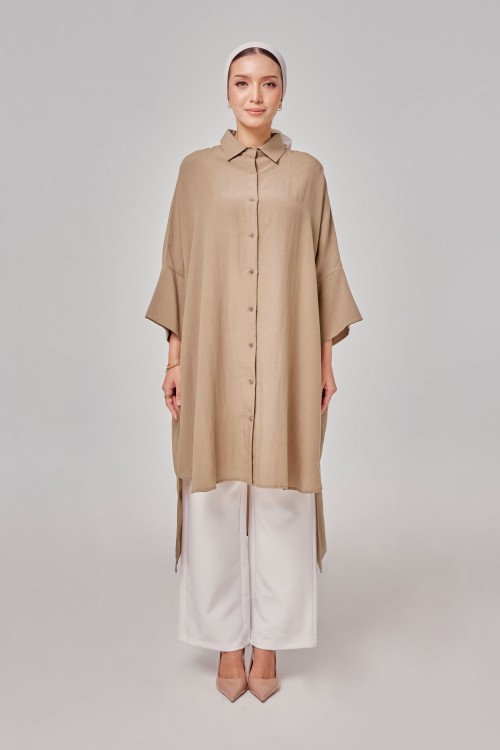 Aluna Long Top In Camel Brown