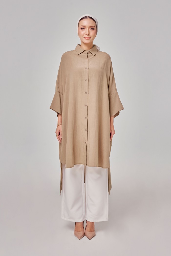 Aluna Long Top In Camel Brown