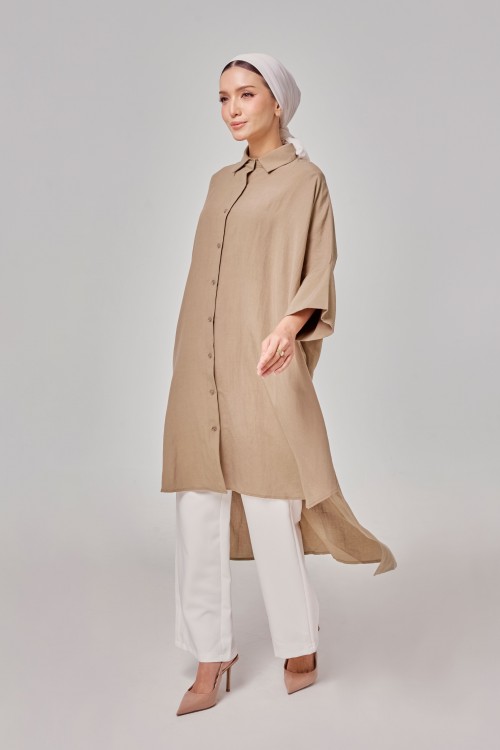 Aluna Long Top In Camel Brown