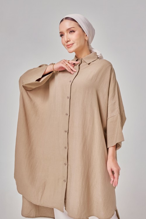 Aluna Long Top In Camel Brown