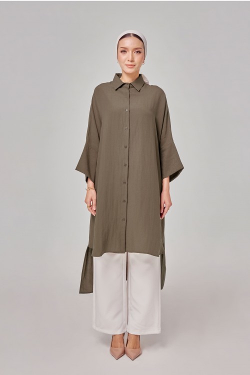 Aluna Long Top In Taupe Brown
