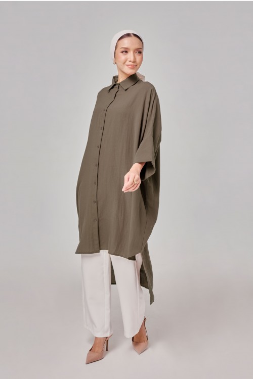 Aluna Long Top In Taupe Brown
