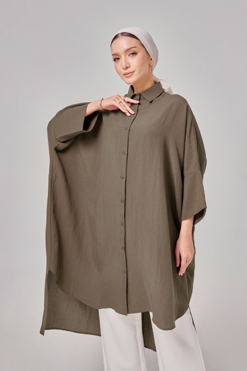 Aluna Long Top In Taupe Brown