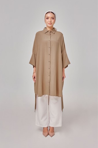 Aluna Long Top In Camel Brown