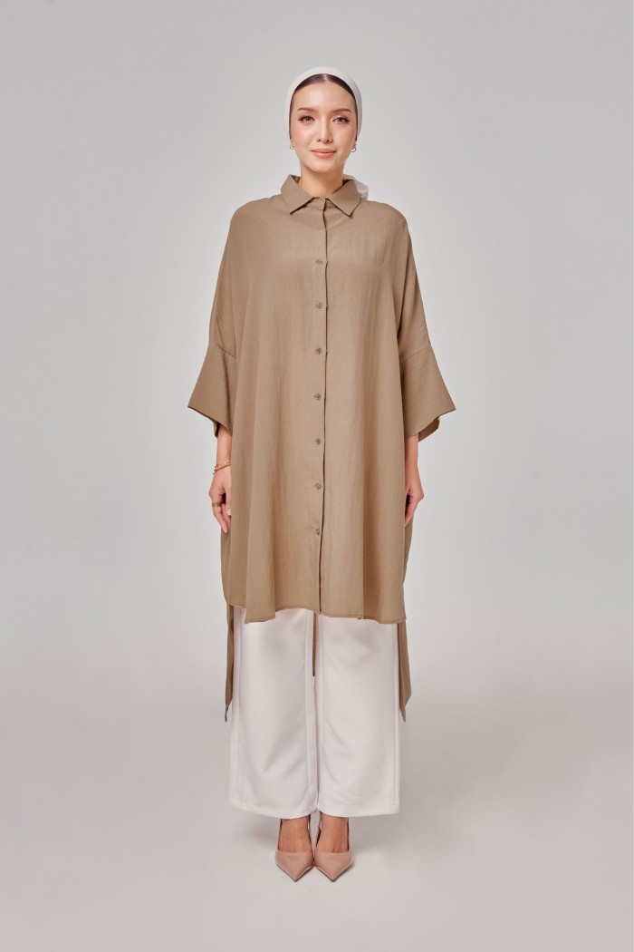 Aluna Long Top In Camel Brown