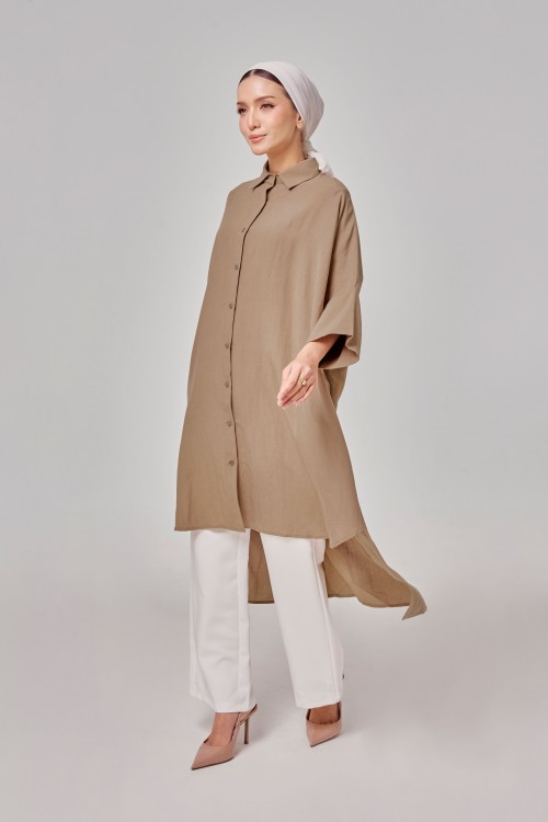 Aluna Long Top In Camel Brown