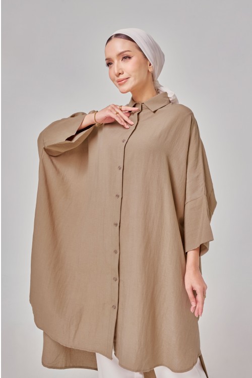 Aluna Long Top In Camel Brown