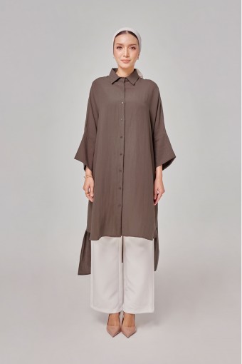 Aluna Long Top In Taupe Brown