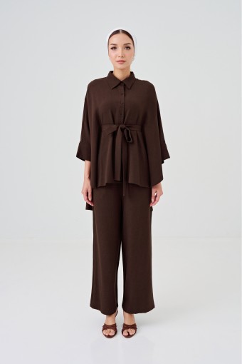Lea Caftan Set In Dark Brown