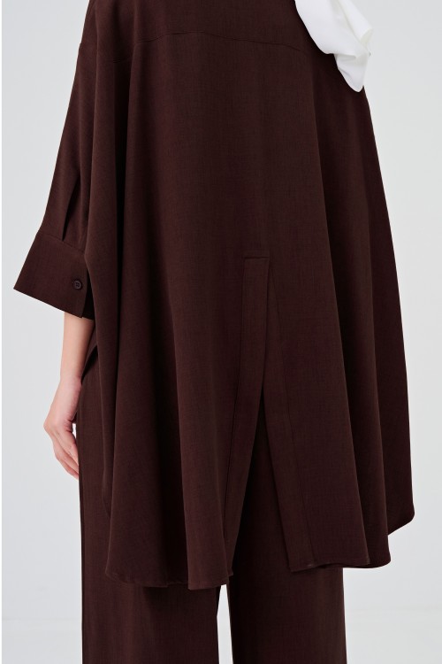 Lea Caftan Set In Deep Mahogany