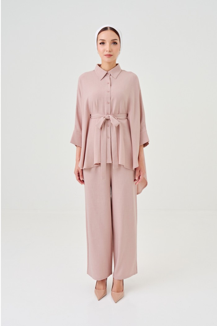 Lea Caftan Set In Dusty Pink