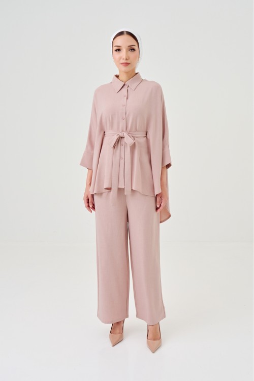 Lea Caftan Set In Dusty Pink