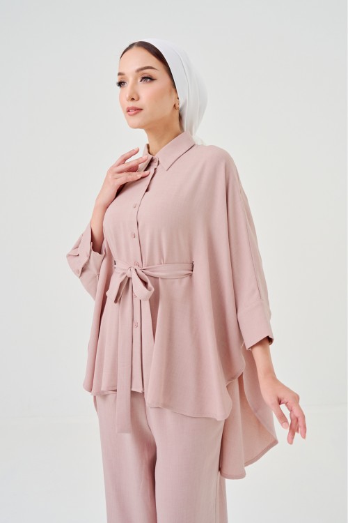 Lea Caftan Set In Dusty Pink
