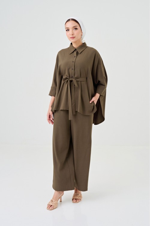 Lea Caftan Set In Taupe