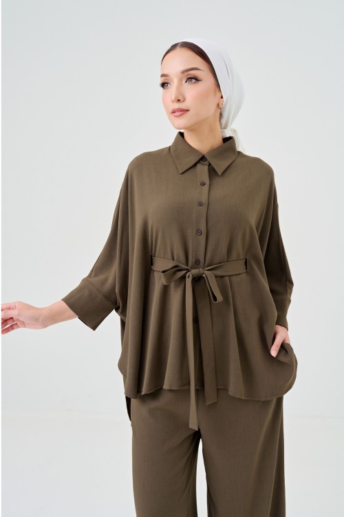 Lea Caftan Set In Taupe
