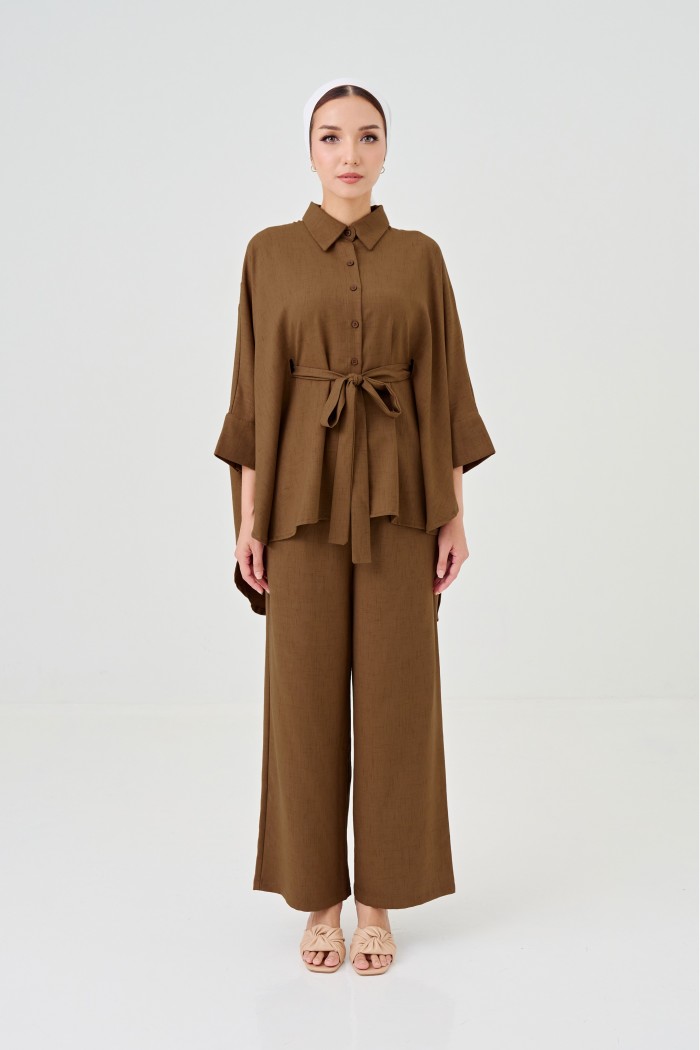 Lea Caftan Set In Tan Brown