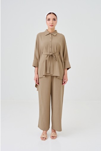Lea Caftan Set In Wheat Brown