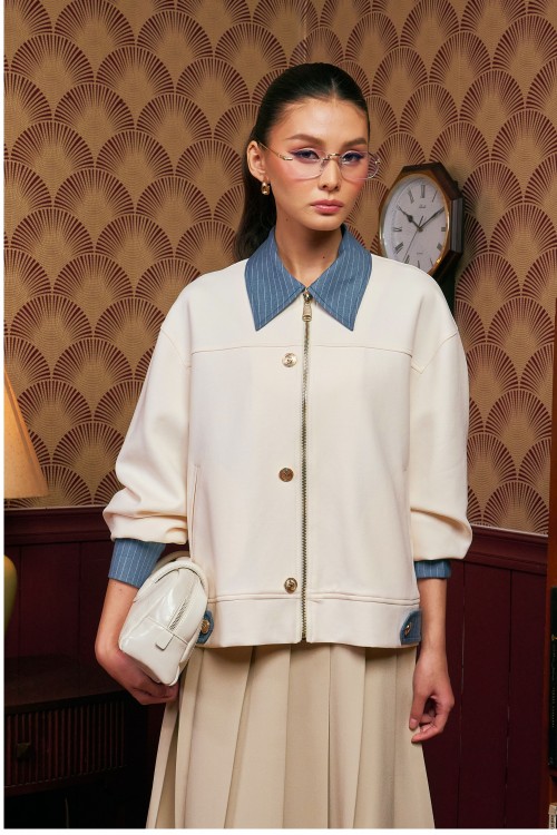 Arsel Bomber Jacket In Ivory