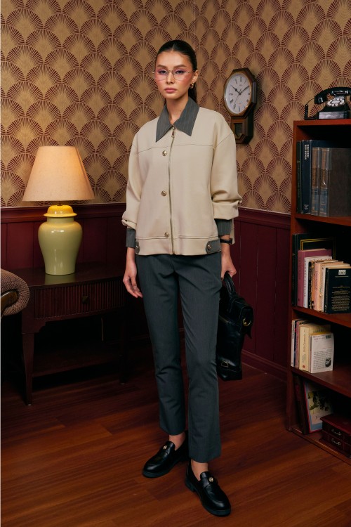 Arsel Bomber Jacket In Light Nude