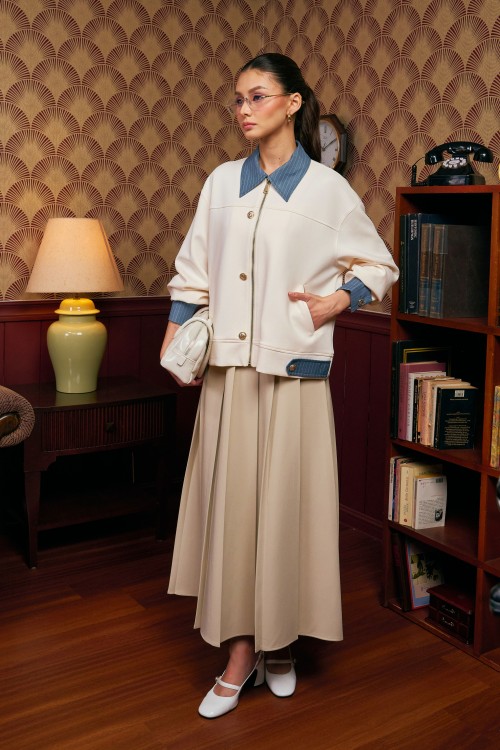 Arsel Bomber Jacket In Ivory