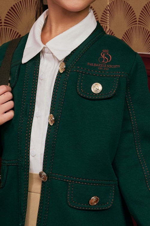 Darla Cardigan (kids) In Forest Green