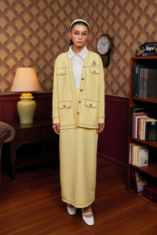 Darla Cardigan Set In Butter Yellow