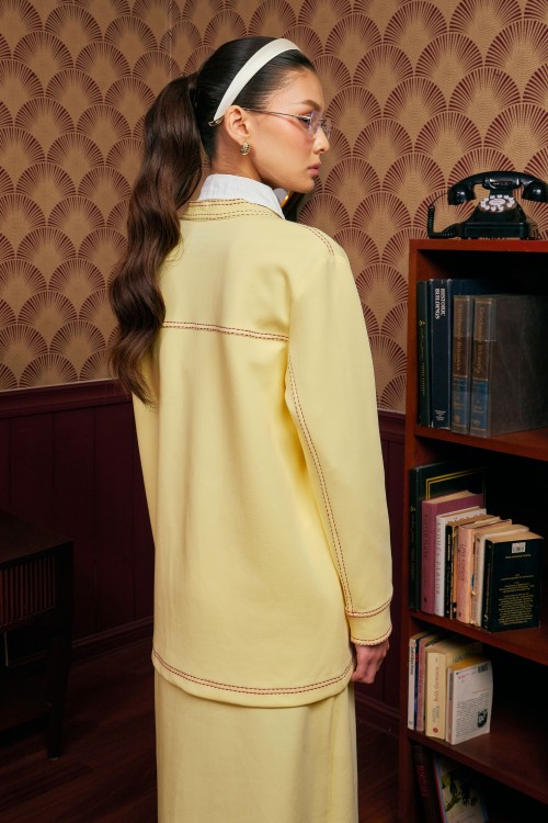 Darla Cardigan Set In Butter Yellow