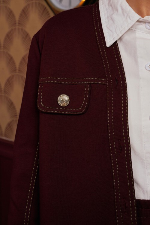 Darla Cardigan Set In Dark Wine