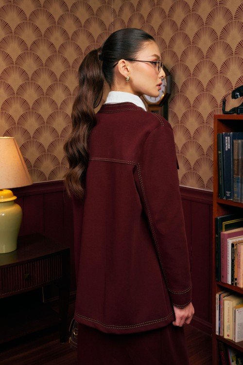 Darla Cardigan Set In Dark Wine