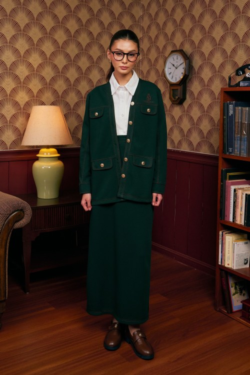 Darla Cardigan Set In Forest Green