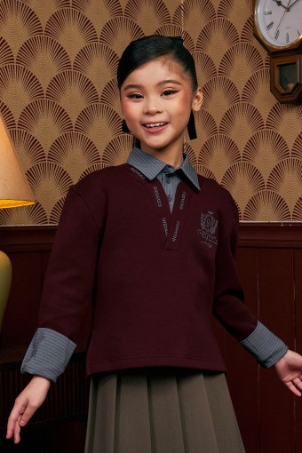 Faith Pullover Top (kids) In Burgundy