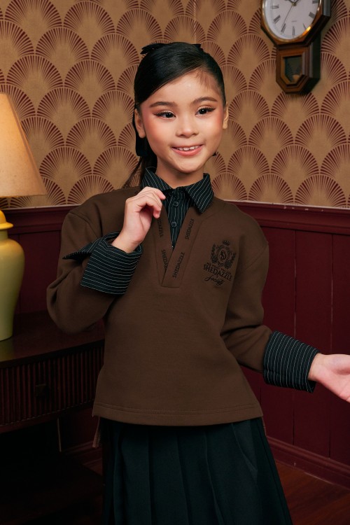 Faith Pullover Top (kids) In Dark Brown