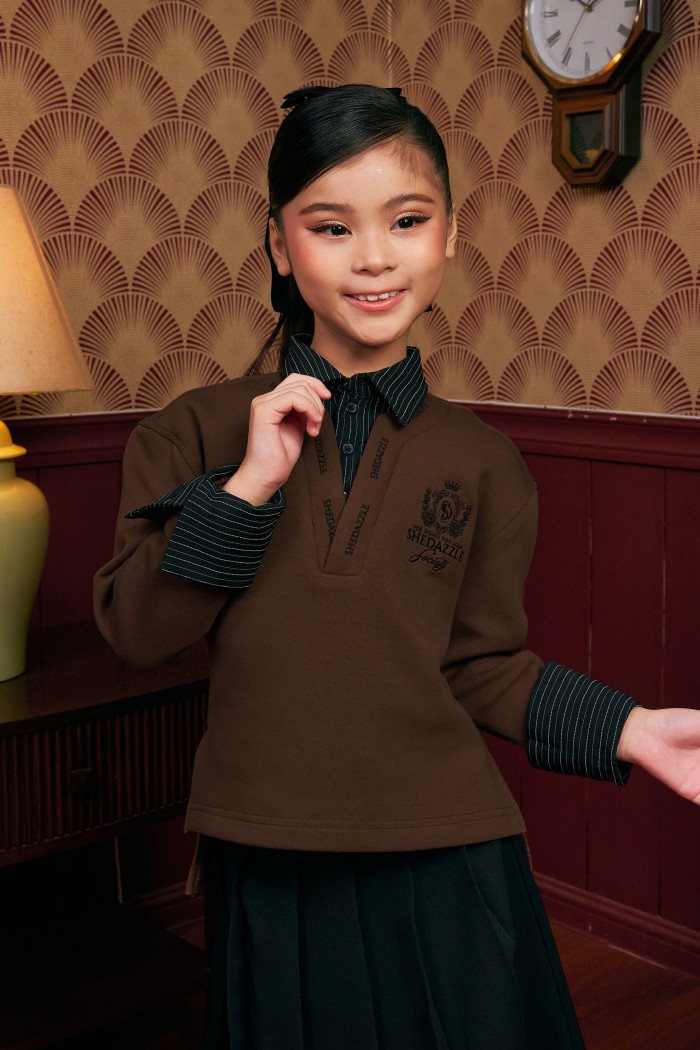 Faith Pullover Top (kids) In Dark Brown