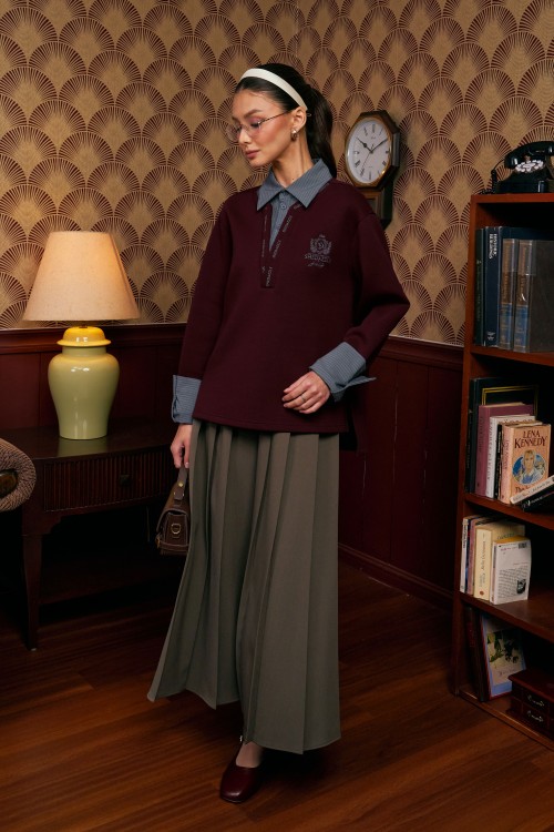 Faith Pullover Top In Burgundy