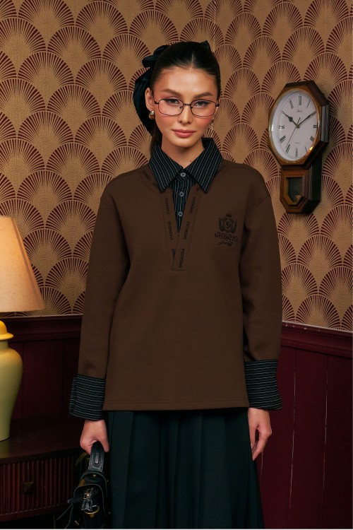 Faith Pullover Top In Dark Brown