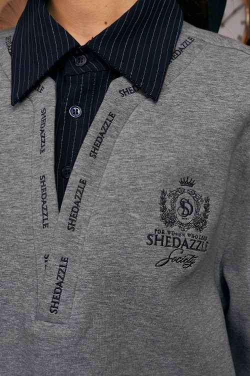 Faith Pullover Top In Grey