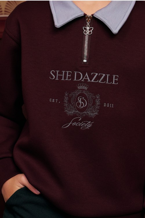 Ivara Half Zipper Jumper (kids) In Burgundy